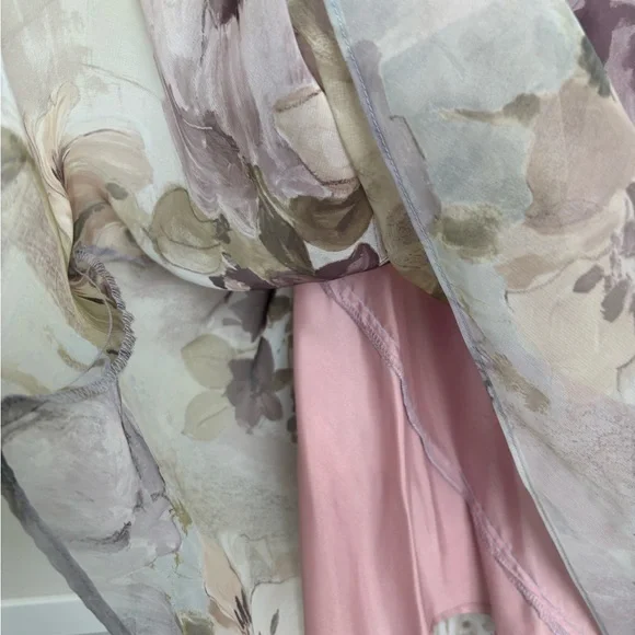 Vintage 90s romantic floral maxi slip dress 6 whimsigoth boho fairy chiffon y2k - Picture 3 of 10